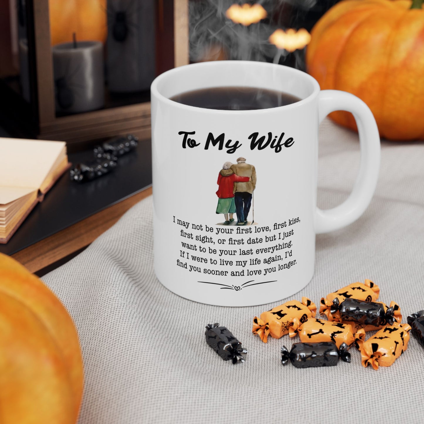 To My Wife Forever Love – Hand in Hand Couple's Mug Red Coat