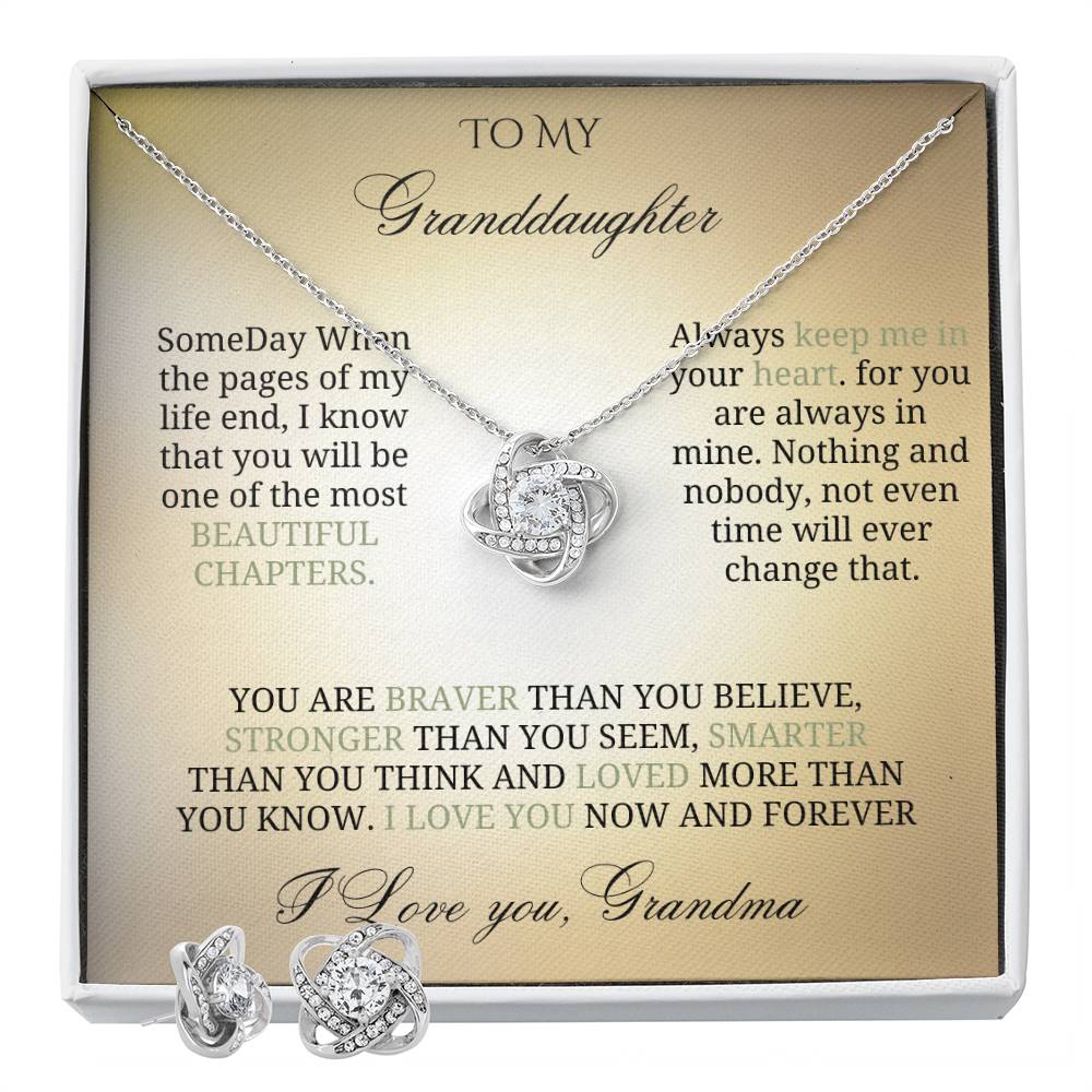 To My Precious Granddaughter: Love Knot Jewelry Set