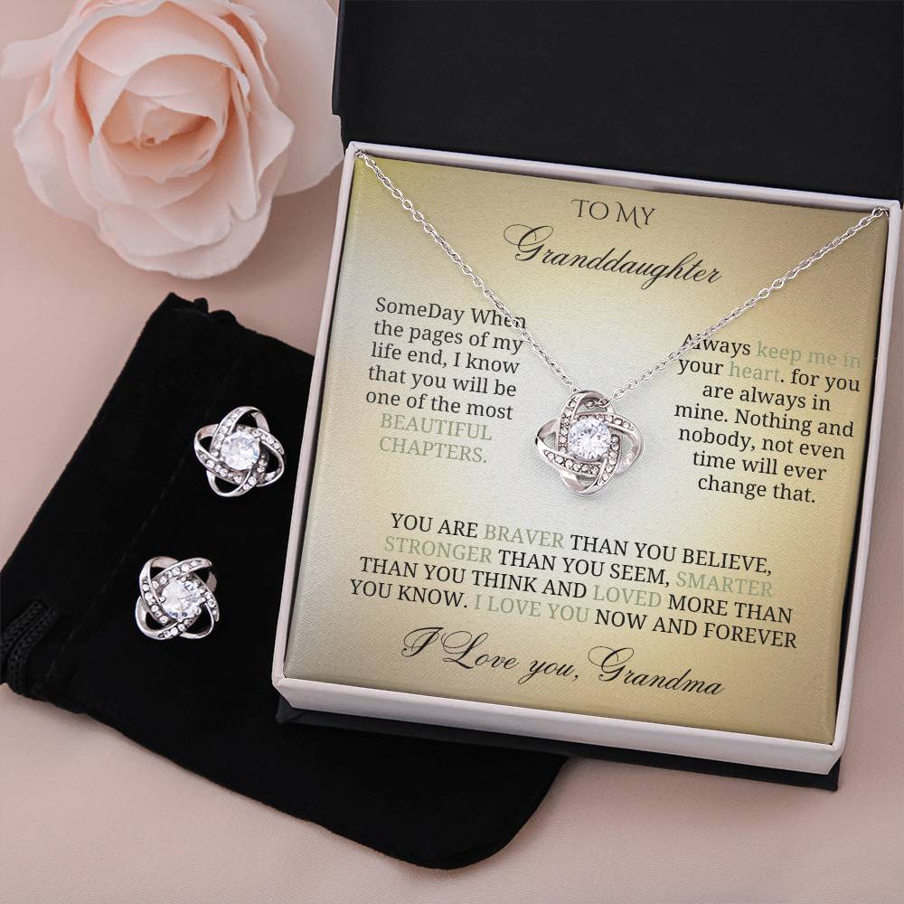 To My Precious Granddaughter: Love Knot Jewelry Set