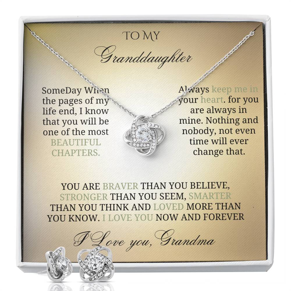 To My Precious Granddaughter: Love Knot Jewelry Set