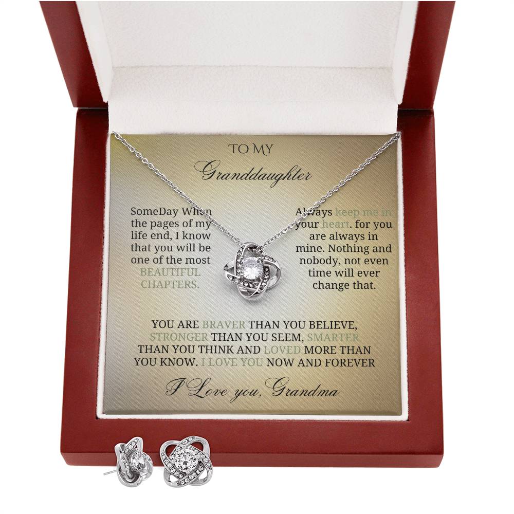 To My Precious Granddaughter: Love Knot Jewelry Set