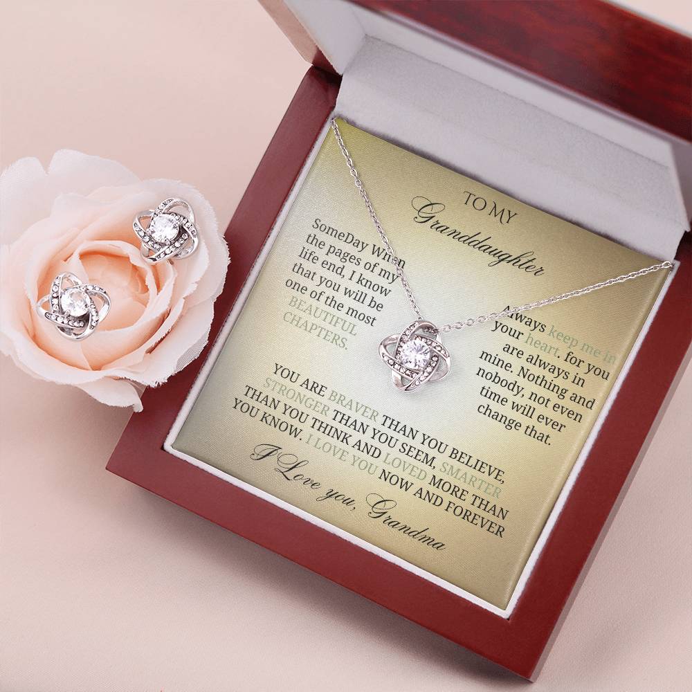 To My Precious Granddaughter: Love Knot Jewelry Set