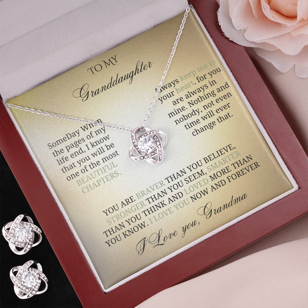 To My Precious Granddaughter: Love Knot Jewelry Set