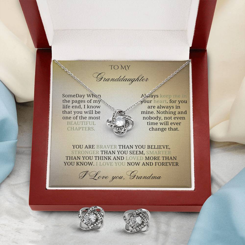 To My Precious Granddaughter: Love Knot Jewelry Set