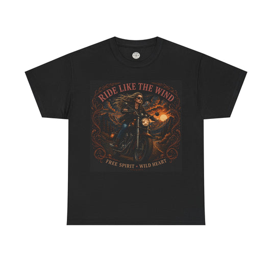 Ride Like the Wind Motorcycle Tee — "Free Spirit • Wild Heart" Biker T‑Shirt