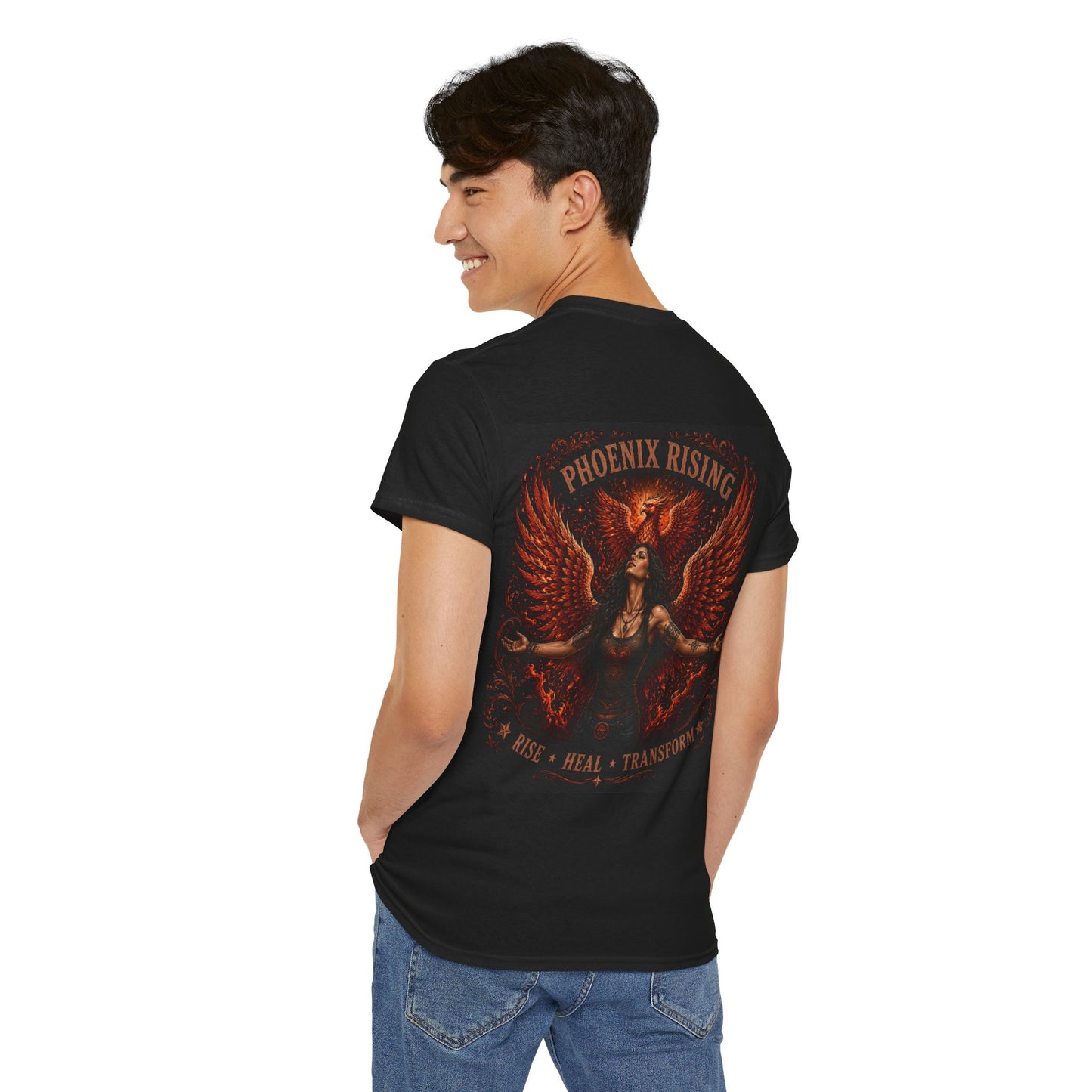 Phoenix Rising T-Shirt — Rise Heal Transform Graphic Tee