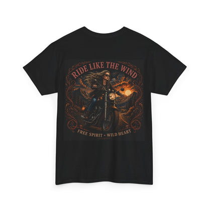 Ride Like The Wind Motorcycle Tee — "Free Spirit · Wild Heart" Biker T-Shirt