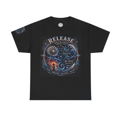 Release and Carry It Tee — Spiritual Dandelion Yin-Yang Graphic Shirt