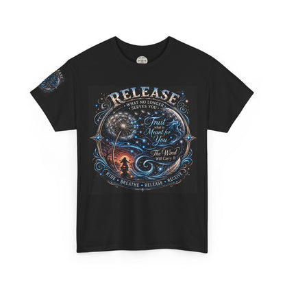 Release and Carry It Tee — Spiritual Dandelion Yin-Yang Graphic Shirt