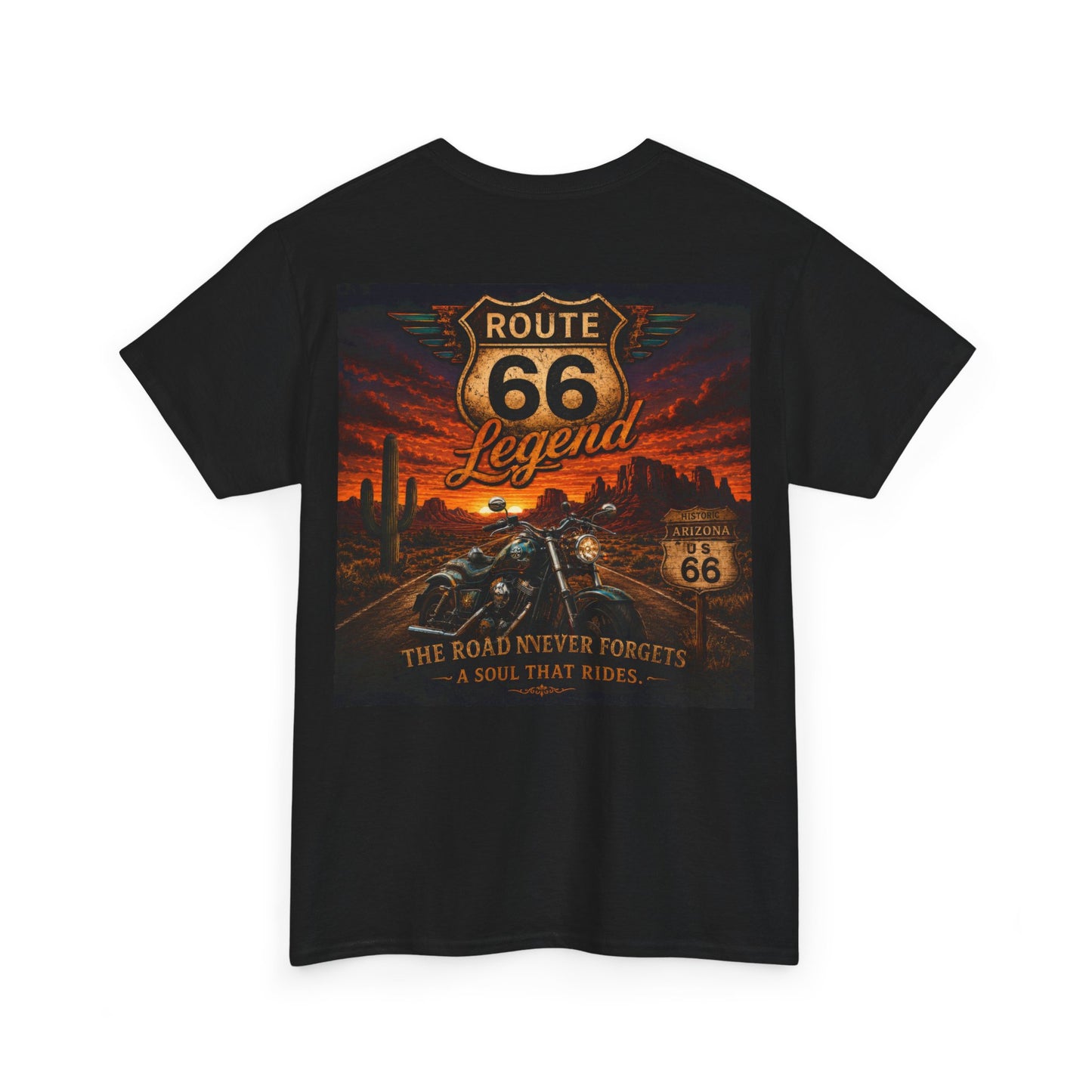 Route 66 Legend T-Shirt — Vintage Road Trip Tee (The Road Never Forgets)