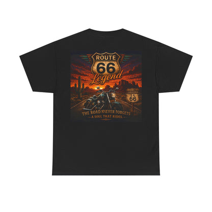 Route 66 Legend T-Shirt — Vintage Road Trip Tee (The Road Never Forgets)