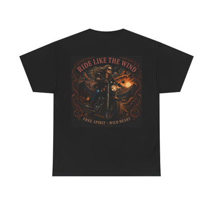 Ride Like The Wind Motorcycle Tee — "Free Spirit · Wild Heart" Biker T-Shirt