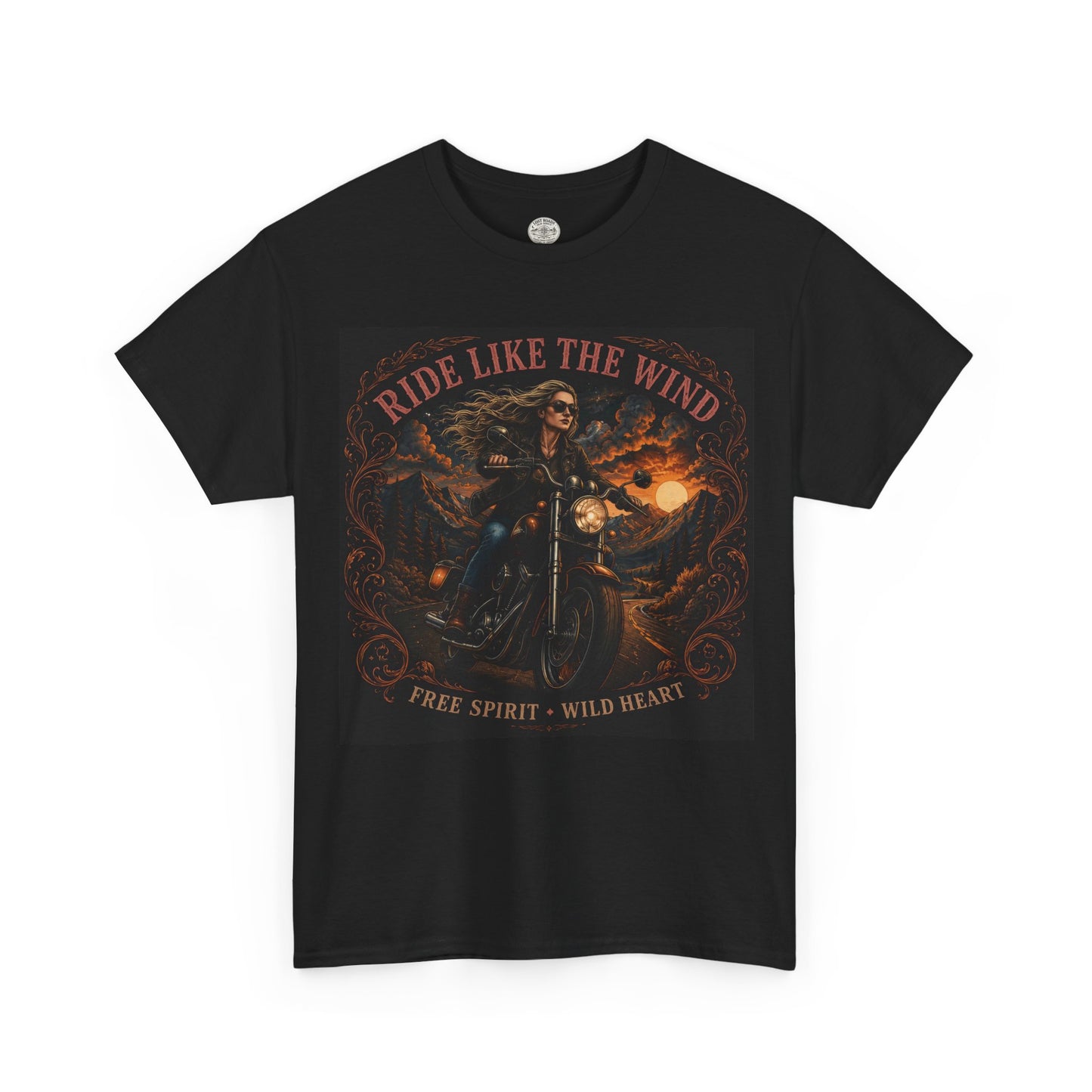 Ride Like the Wind Motorcycle Tee — "Free Spirit • Wild Heart" Biker T‑Shirt