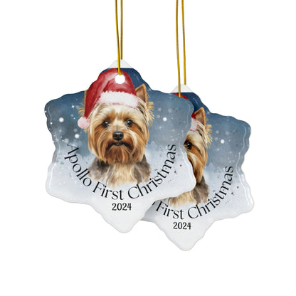 Yorkshire Terrier personalized christmas ornament, Yorkshire Terriers first christmas, holiday gift, pet lover, holiday decor, Christmas