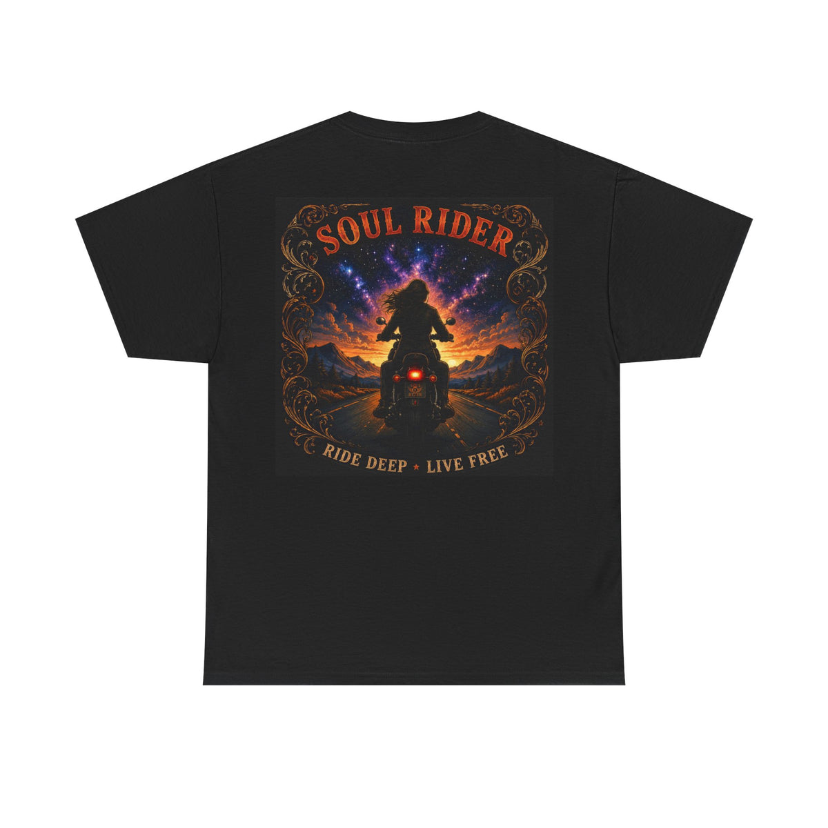 Soul Rider Motorcycle Tee — "Ride Deep, Live Free" Biker Graphic T-Shirt