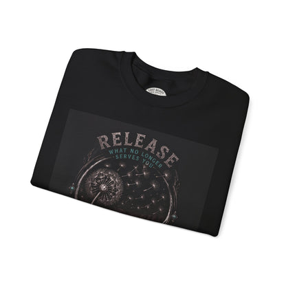 Release What You Can Crewneck Sweatshirt — Inspirational Dandelion Graphic