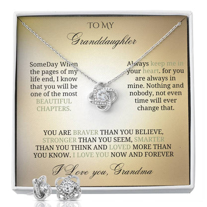 To My Precious Granddaughter: Love Knot Jewelry Set