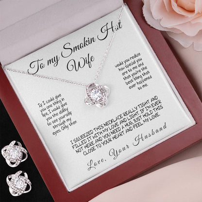 To My Smokin Hot Wife - Love Knot Necklace with Heartfelt Message