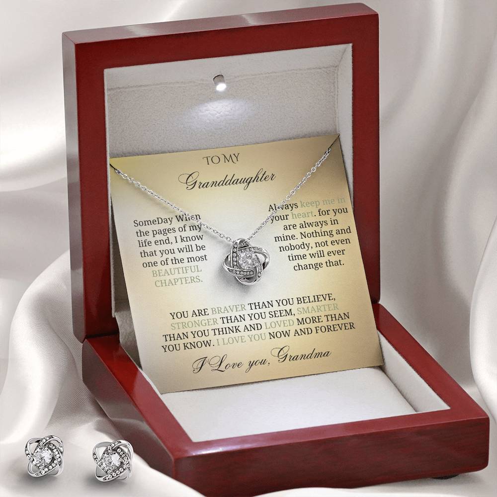 To My Precious Granddaughter: Love Knot Jewelry Set