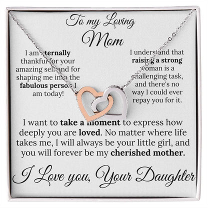 To My Loving Mom two of Hearts Necklace