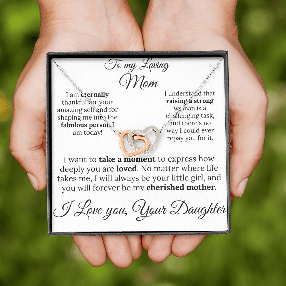 To My Loving Mom two of Hearts Necklace