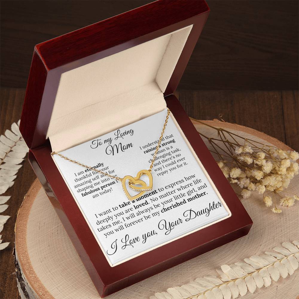 To My Loving Mom two of Hearts Necklace