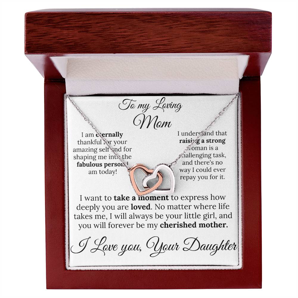 To My Loving Mom two of Hearts Necklace