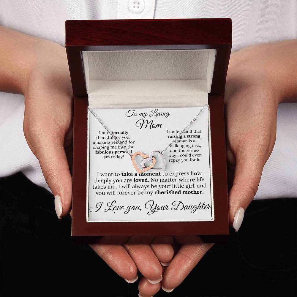 To My Loving Mom two of Hearts Necklace