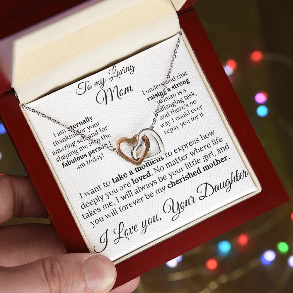 To My Loving Mom two of Hearts Necklace